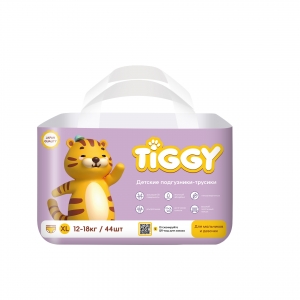 Подгузники-трусики детские Tiggy размер XL (12-18 кг), 44 шт.+ подарок